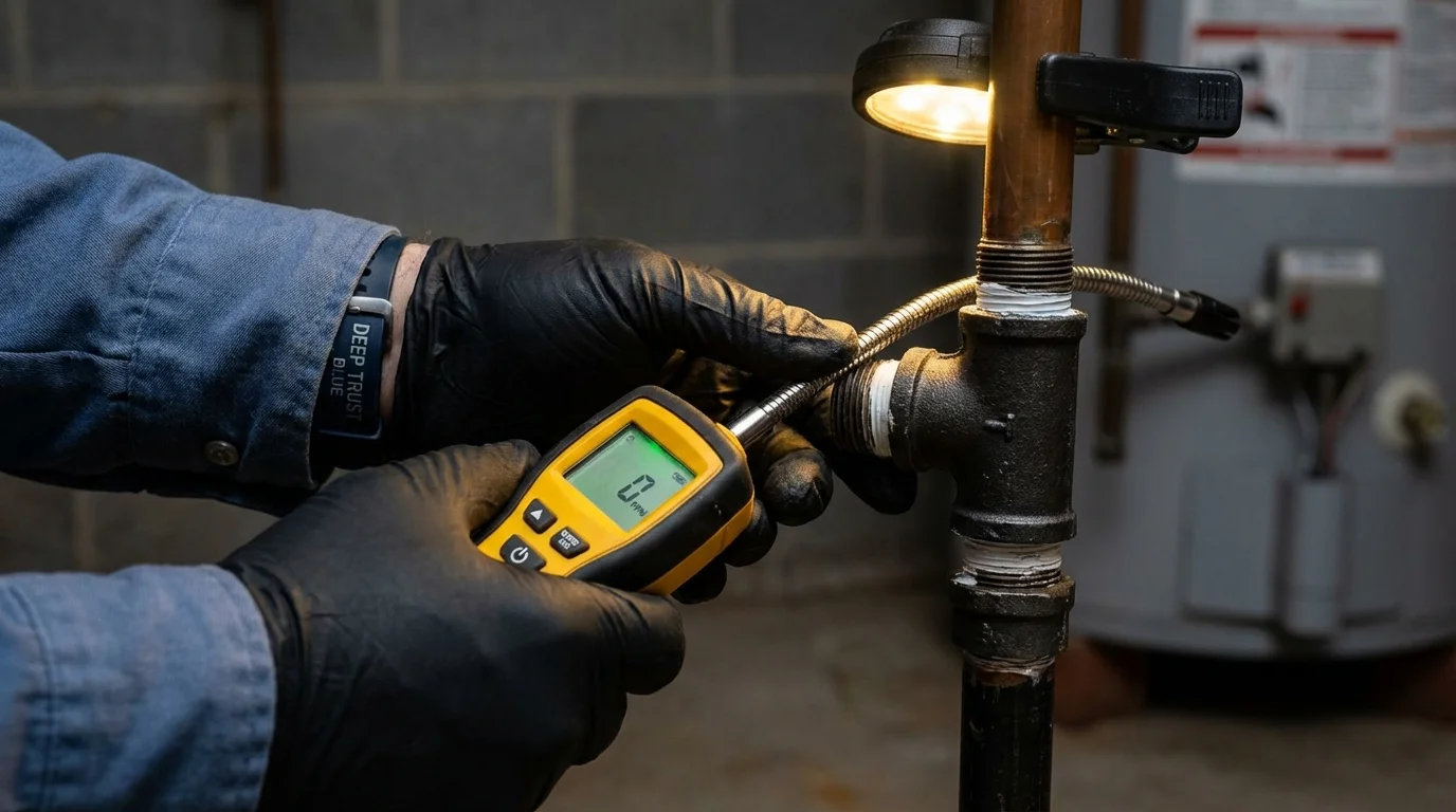Gas leak detection with electronic sniffer by Johns Plumbing LLC in Glenwood