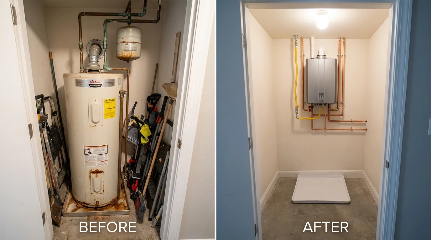 Tank water heater versus wall-mounted tankless unit comparison for Glenwood, IA homeowners